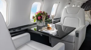 Lavish furnishings in a privately chartered airplane